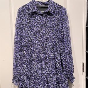 Long sleeve lined babydoll swing dress